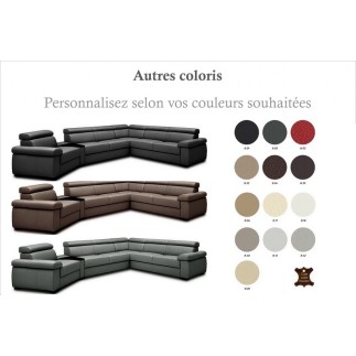 Canapé d'angle convertible en 100% tout cuir italien de luxe 6/7 places ZOOK, couleur personnalisée, angle droit