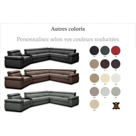 Canapé d'angle convertible en 100% tout cuir italien de luxe 6/7 places ZOOK, couleur personnalisée, angle droit