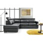 - Canapé d'angle convertible en 100% tout cuir italien de luxe 5 places ERNEST, noir mat, angle gauche