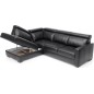 - Canapé d'angle convertible en 100% tout cuir italien de luxe 5 places ERNEST, noir mat, angle gauche