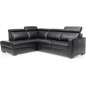 - Canapé d'angle convertible en 100% tout cuir italien de luxe 5 places ERNEST, noir mat, angle gauche