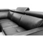 - Canapé d'angle convertible en 100% tout cuir italien de luxe 5 places ERNEST, noir mat, angle gauche
