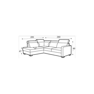 - Canapé d'angle convertible en 100% tout cuir italien de luxe 5 places ERNEST, noir mat, angle gauche