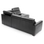 Canapé d'angle convertible en 100% tout cuir italien de luxe 5 places ERNEST, noir mat, angle droit