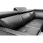 Canapé d'angle convertible en 100% tout cuir italien de luxe 5 places ERNEST, noir mat, angle droit