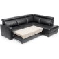 Canapé d'angle convertible en 100% tout cuir italien de luxe 5 places ERNEST, noir mat, angle droit