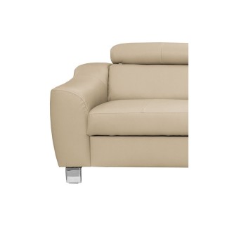 Canapé d'angle en cuir italien de luxe 5 places ASTRIDO, beige, angle droit