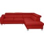 - Canapé d'angle en cuir italien de luxe 5 places ASTRIDO, rouge, angle droit