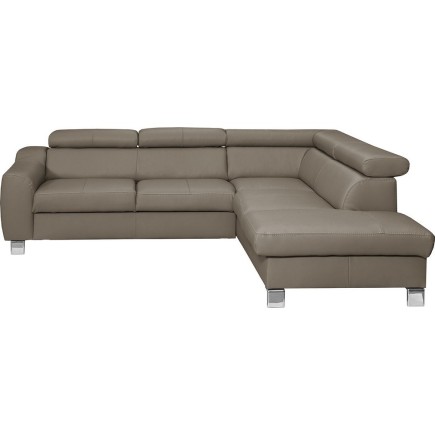 Canapé d'angle en cuir italien de luxe 5 places ASTRIDO, taupe, angle droit