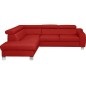 Canapé d'angle en cuir italien de luxe 5 places ASTRIDO, rouge, angle gauche