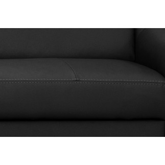 Canapé d'angle en cuir italien de luxe 5 places ASTRIDO, noir, angle gauche