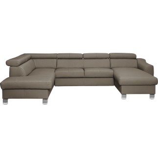 - Canapé d'angle en cuir italien de luxe 7/8 places ASTOVIA, taupe, angle gauche
