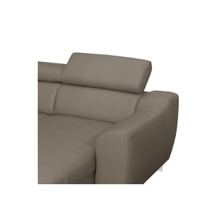 - Canapé d'angle en cuir italien de luxe 7/8 places ASTOVIA, taupe, angle gauche