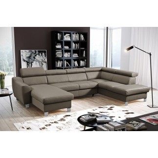 Canapé d'angle en cuir italien de luxe 7/8 places ASTOVIA, taupe, angle droit