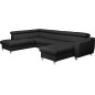 - Canapé d'angle en cuir italien de luxe 7/8 places ASTOVIA, noir, angle gauche