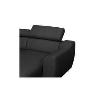- Canapé d'angle en cuir italien de luxe 7/8 places ASTOVIA, noir, angle gauche
