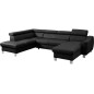 - Canapé d'angle en cuir italien de luxe 7/8 places ASTOVIA, noir, angle gauche