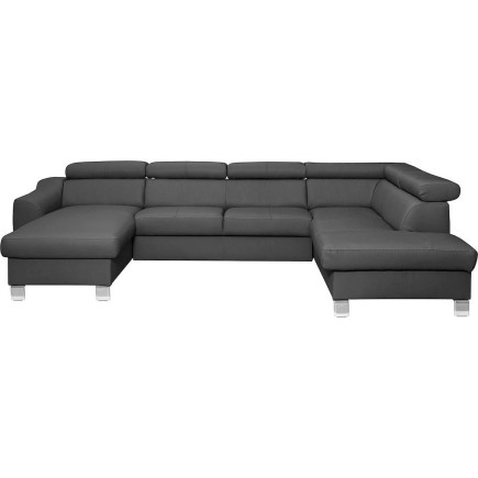 Canapé d'angle en cuir italien de luxe 7/8 places ASTOVIA, gris foncé, angle droit