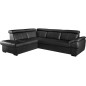 Canapé d'angle en cuir italien de luxe 5/6 places TONUS, noir, angle gauche