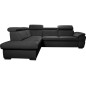 Canapé d'angle en cuir italien de luxe 5/6 places TONUS, noir, angle gauche