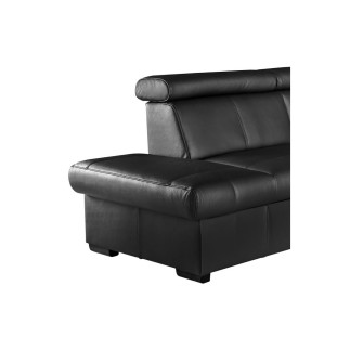 Canapé d'angle en cuir italien de luxe 5/6 places TONUS, noir, angle gauche