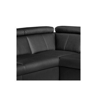 Canapé d'angle en cuir italien de luxe 5/6 places TONUS, noir, angle gauche