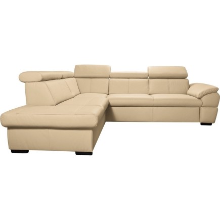 - Canapé d'angle en cuir italien de luxe 5/6 places TONUS, beige, angle gauche