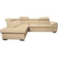 - Canapé d'angle en cuir italien de luxe 5/6 places TONUS, beige, angle gauche
