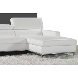 Canapé d'angle en cuir italien 4/5 places YVANA, blanc, angle droit