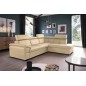 Canapé d'angle en cuir italien de luxe 5/6 places TONUS, beige, angle droit