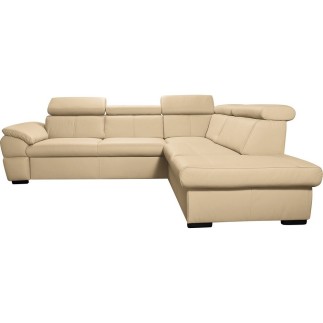 Canapé d'angle en cuir italien de luxe 5/6 places TONUS, beige, angle droit