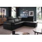Canapé d'angle en cuir italien de luxe 5/6 places TONUS, noir, angle droit