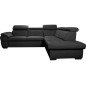 Canapé d'angle en cuir italien de luxe 5/6 places TONUS, noir, angle droit