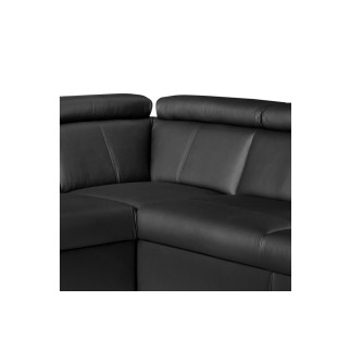 Canapé d'angle en cuir italien de luxe 5/6 places TONUS, noir, angle droit