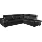 Canapé d'angle en cuir italien de luxe 5/6 places TONUS, noir, angle droit