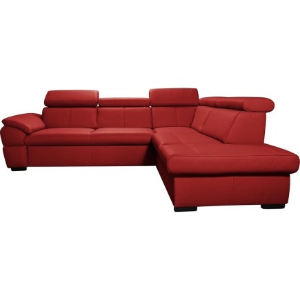 Canapé d'angle en cuir italien de luxe 5/6 places TONUS, rouge, angle droit