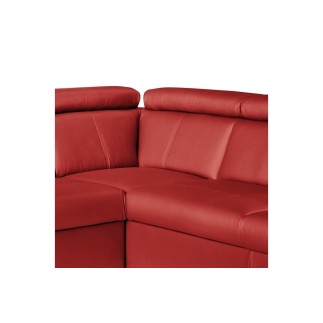 Canapé d'angle en cuir italien de luxe 5/6 places TONUS, rouge, angle droit