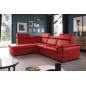 - Canapé d'angle en cuir italien de luxe 5/6 places TONUS, rouge, angle gauche