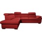 - Canapé d'angle en cuir italien de luxe 5/6 places TONUS, rouge, angle gauche