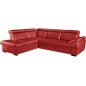 - Canapé d'angle en cuir italien de luxe 5/6 places TONUS, rouge, angle gauche