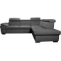 Canapé d'angle en cuir italien de luxe 5/6 places TONUS, gris foncé, angle droit