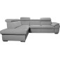 Canapé d'angle en cuir italien de luxe 5/6 places TONUS, gris clair, angle gauche