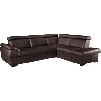 Canapé d'angle en cuir italien de luxe 5/6 places TONUS, chocolat, angle droit