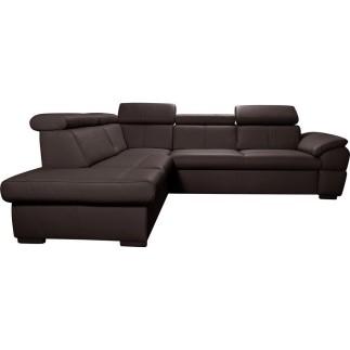 Canapé d'angle en cuir italien de luxe 5/6 places TONUS, chocolat, angle gauche