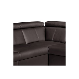 Canapé d'angle en cuir italien de luxe 5/6 places TONUS, chocolat, angle gauche