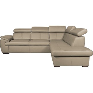 Canapé d'angle en 100% cuir de luxe italien , 5/6 places CITIBEST, couleur beige, angle droit