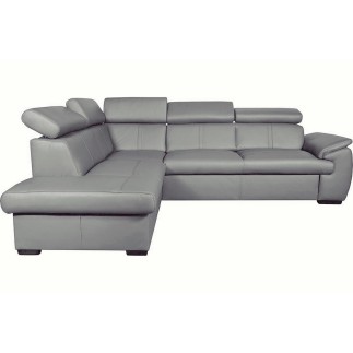 - Canapé d'angle en 100% cuir de luxe italien , 5/6 places CITIBEST, couleur gris clair angle gauche