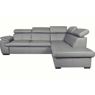 Canapé d'angle en 100% cuir de luxe italien , 5/6 places CITIBEST, couleur gris clair, angle droit