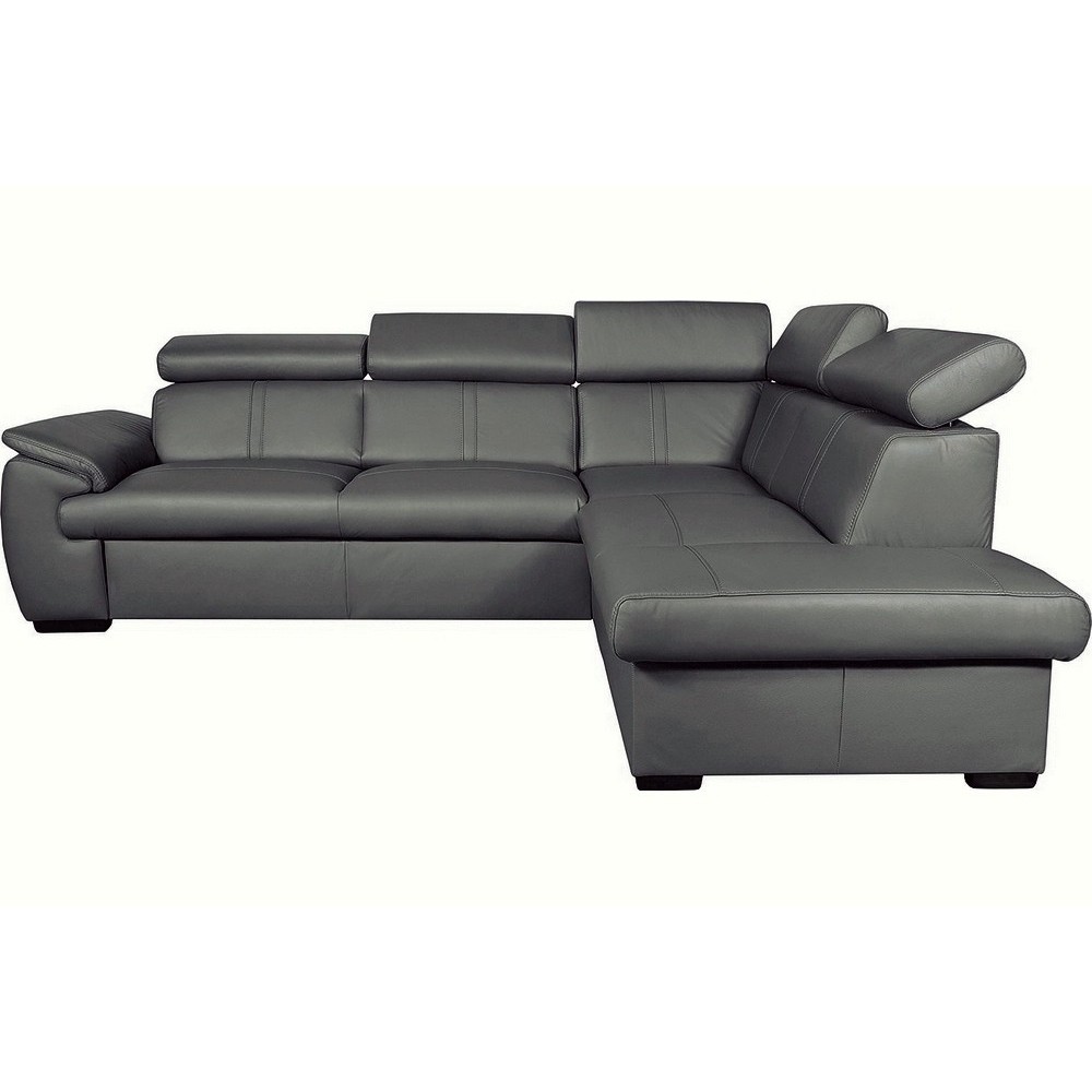 Canapé d'angle en 100% cuir de luxe italien , 5/6 places CITIBEST, couleur gris foncé, angle droit