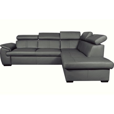 Canapé d'angle en 100% cuir de luxe italien , 5/6 places CITIBEST, couleur gris foncé, angle droit
